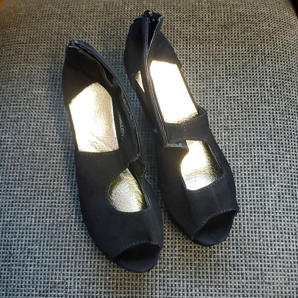 36 Platform Peeptoe heels zipper suede